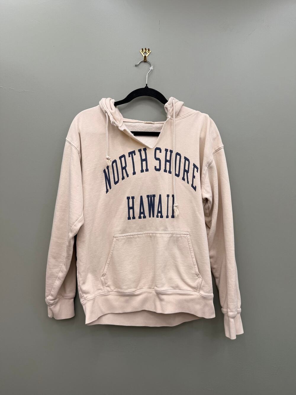 North Shore Hawaii Cream Hoodie Navy Graphic Coastal Surf Sweatshirt